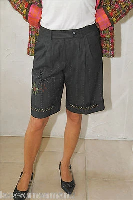 Bermuda Gris Tipo Chino Con Bordados DP JEANS Talla 38 - Imagen 1 de 3