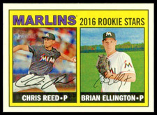 2016 TOPPS HERITAGE #169 BRIAN ELLINGTON CHRIS REED ROOKIE CARD MIAMI MARLINS/RC