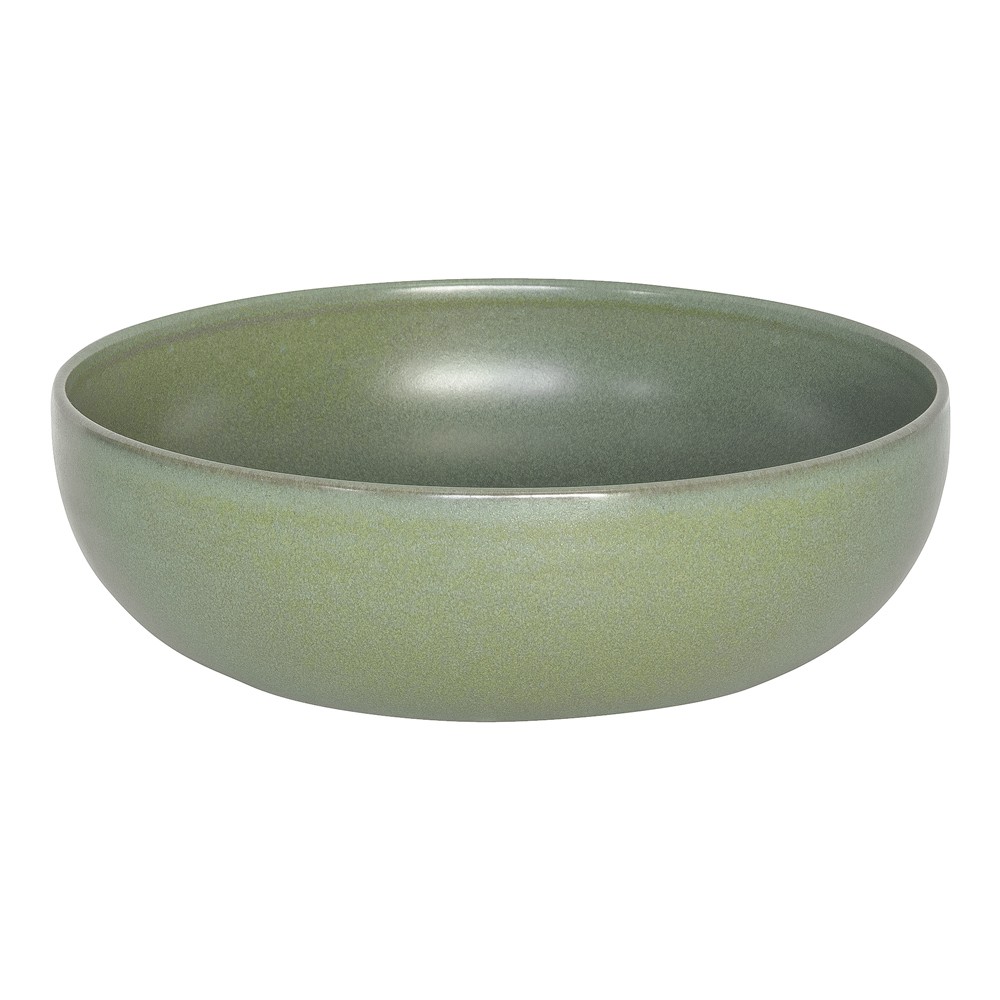 Saladier amande 26 cm grès Table Passion grand plat de service rond pour fruits et salade
