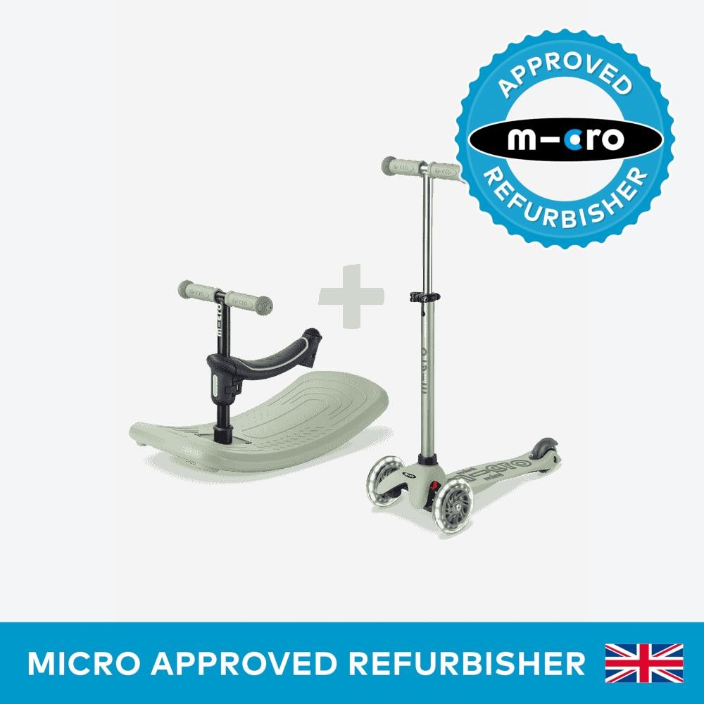 Micro Scooters Rock & Go Mini Deluxe LED 3 Wheel Scooter MMD385 Olive Sage,