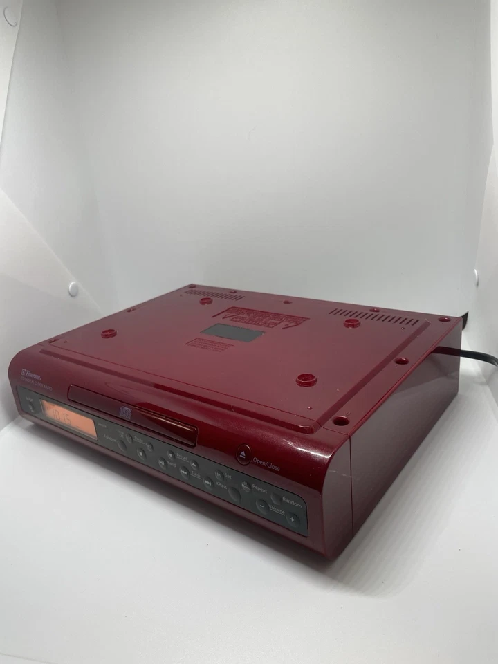 Emerson Under Cabinet CD Stereo Clock Radio Red CKD1612 Tested No Remote - Image 2 of 4