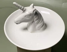 Unicorn Ring Trinket Dish White Ceramic Vintage Great Stocking Stuffer