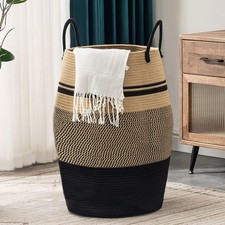 105L Extra Large Woven Laundry Hamper Basket with Heavy Duty 105L, Jute