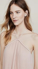 ✨$795 RAMY BROOK Catalina Pleated Halter Shift Dress Rose Pink Valentina M  New!