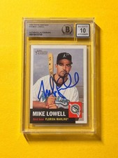 2002 TOPPS HERITAGE MIKE LOWELL #75 SIGNED AUTO CARD BECKETT 10 AUTHENTIC FLA