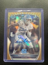 2022 Bowman University Chrome #75 Tony Grimes Gold Lava Refractor Auto #/50
