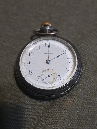 VINTAGE Waltham 1883 Sterling Sz. 18s Pocketwatch RAILROAD ILLINOIS CASE