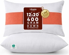 12x20 Pillow Inserts, Set of 2, White   Indoor Decorative Throw Pillows for Bed