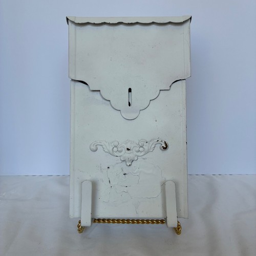 Mailbox White Vtg Shabby Chic Metal Wall Mount Ornate Farm Rustic French Country