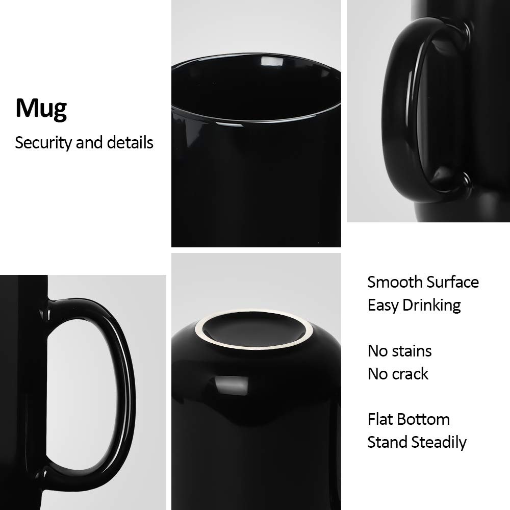 20 OZ Large Coffee Mug Smooth Ceramic Tea Cup for Office Home Black | eBay