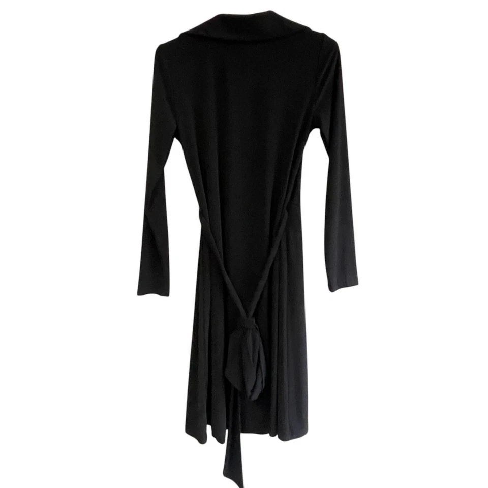 Vestido Tiana B Envolvente Negro Vintage Talla S Hasta la Rodilla Manga Larga Cóctel Fiesta Foto 3 de 4