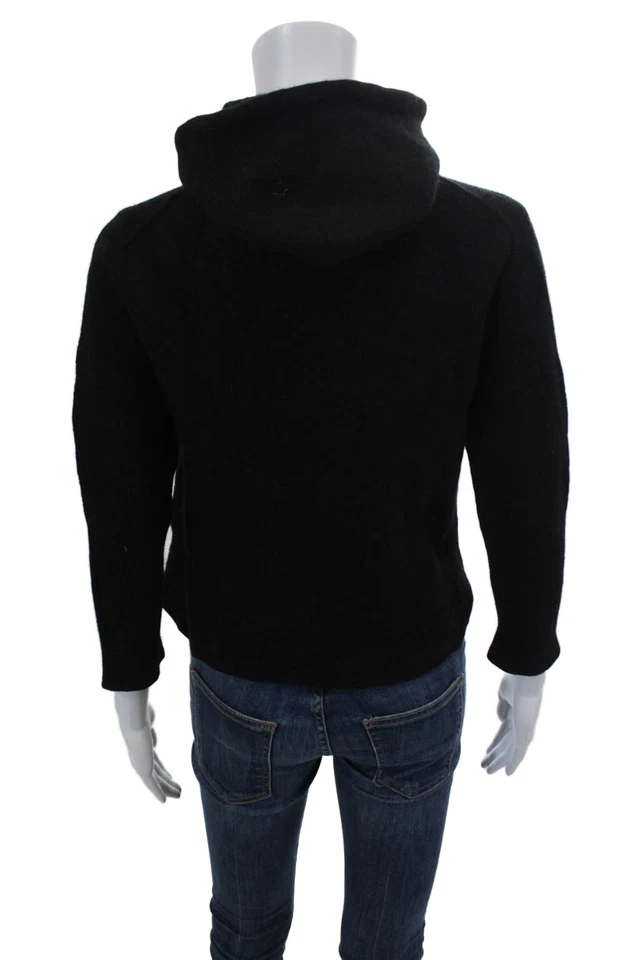 Sudadera con capucha Allsaints para mujer de algodón texturizado manga larga con cordón negra talla L Foto 3 de 4