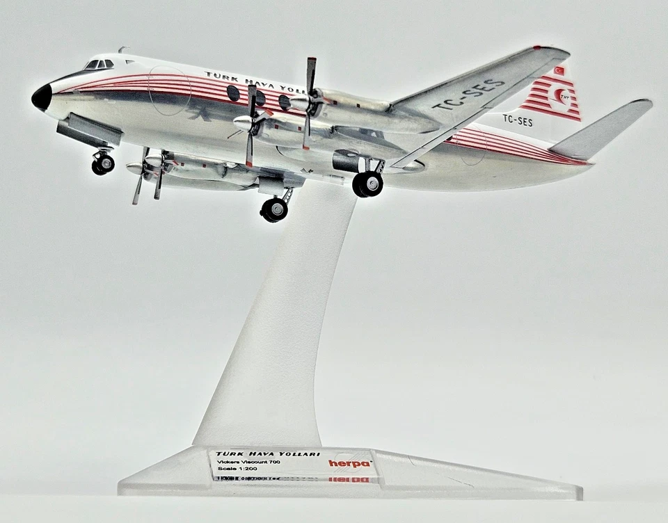 Turkish Airlines 1/200 Vickers Viscount 700 Herpa 572866 "Édition Limitée" - Photo 3/4