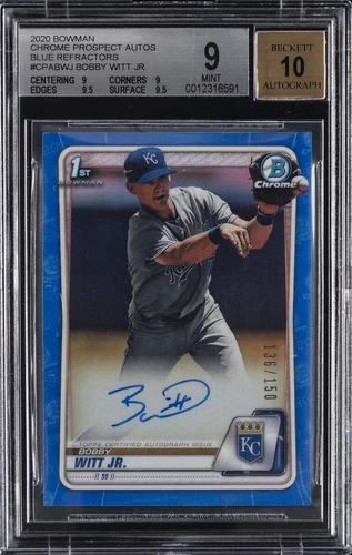 2020 BOWMAN CHROME PRSPCT AUTOS BLUE REFRACTOR BOBBY WITT JR. #/150 BGS 9