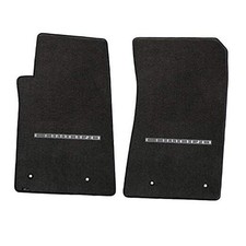 Custom-Fit Carpeted Floor Mats Premium Luxury Car 2PC - Camaro Logo Charcoal