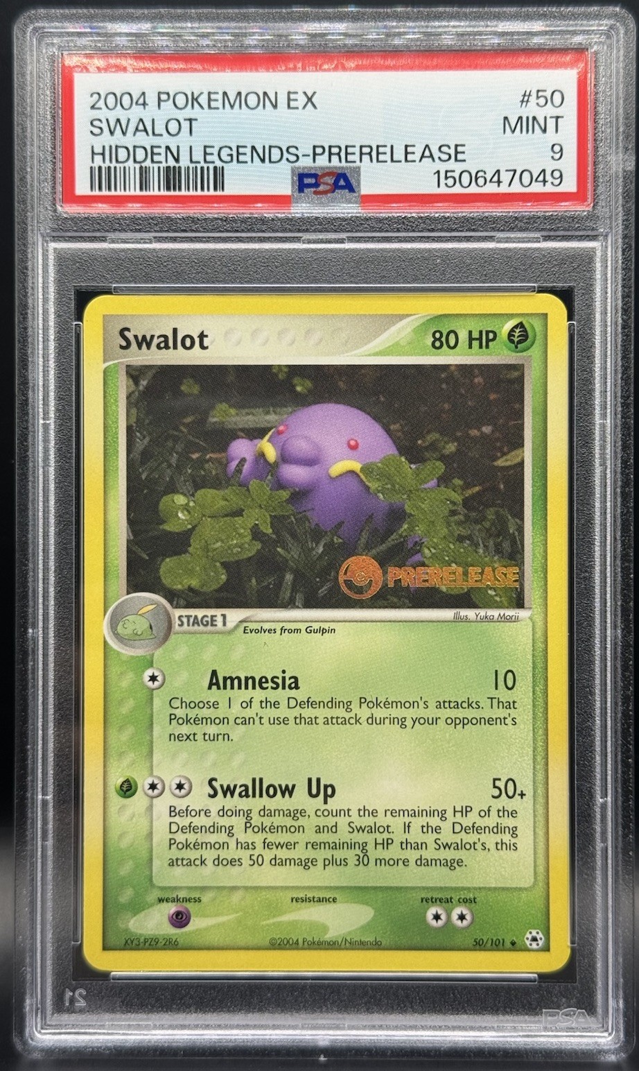 Pokemon TCG PSA 9 Swalot Hidden Legends Prerelease Stamp #50 *LOW POP*
