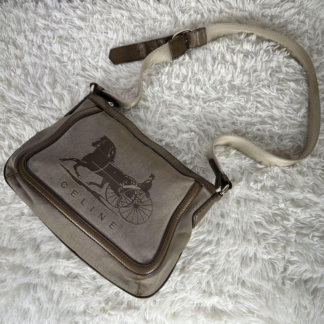 Rare Celine Shoulder Bag Jacquard Carrier Pattern Leather