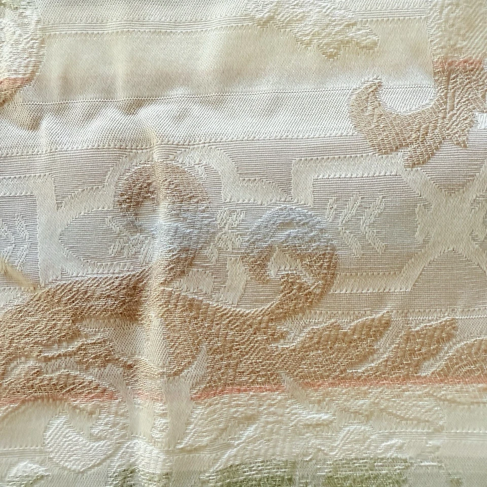 The Jacquard Damask Upholstery Stripe Scroll Fabric Sage Beige Ivory 44” X55” - Image 2 of 4