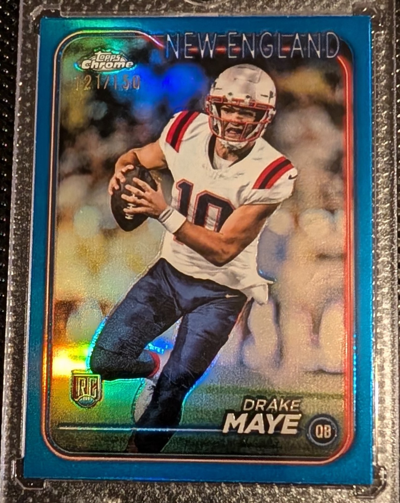 2024 Topps Chrome - Rookies Drake Maye #203 Blue Refractor /150 (RC)