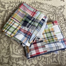 1-Pottery Barn Kids Madras Plaid Patchwork Blackout Drapery Panel 44" x 63"