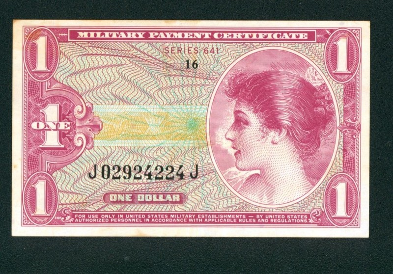 Series 641 $1 ((AU)) US Military Payment Certificate ** PAPER CURRENCY AUCTIONS