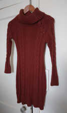 womens sweater dress rust brown cable knit