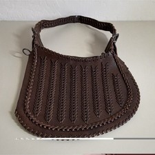Fendi Whipstitch Oyster Leather Brown Bag Vintage Fall 2002 Excellent Condition