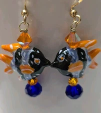HANDMADE Glass and Crystal Drop Earrings FREE SHIPPING!