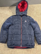 Tommy Hilfiger Youth Puffer Jacket Navy Red White Size Large 14/16 Full Zip