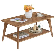 MAEZO Collection - Coffee Table, 2-Tier Center Table with Storage, Tapered Le...