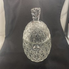 Vintage Clear Crystal Cut Glass Pineapple Candy Jar with Lid - 8 1/2” Tall