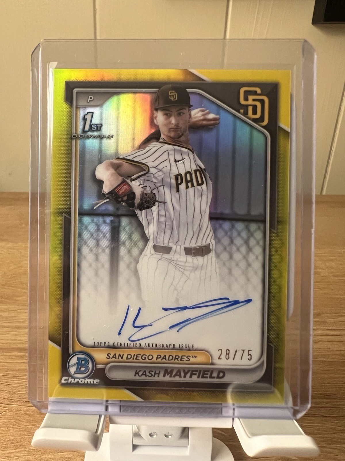 2024 Bowman Draft Chrome 1st Auto Kash Mayfield #CPA-KM Yellow Refractor /75