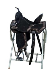 Western Wooden Tree Leather Barrel Racing Horse Saddle Racer Trail Equestrian