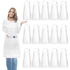 15-Pack Adult Aprons for Women Men, Adjustable Strap, 2 Pockets Durable W...