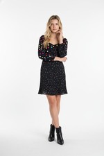 RIXO x Target Black Multicolor Polka Dot Puff Sleeve Smocked Mini Dress Small