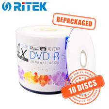 Ritek Mini DVD-R Disc 1.4GB 4x 8cm 3" Blank DVD Recordable Printable - 10 Discs