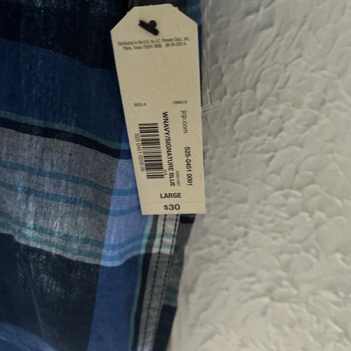 Arizona Jeans Herren L Kurzarm Hemd blau kariert Druckknopfleiste neu mit Etikett - Bild 3 von 4