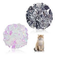 Andiker 5.1 Inches Cat Crinkle Balls, 2 PCS Sturdy Balls White Sliver