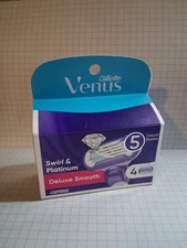 Gillette Venus Delux Smooth Swirl & Platinum 5 Blades 4-Cartridges NEW 