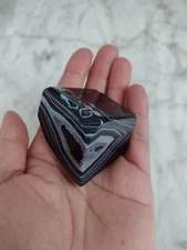 Black Sardonyx Chunky Free Form Banded Agate Carving Crystal Stone Polished (A)
