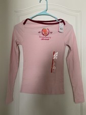 Girl's Size X-S Strawberry Shortcake Long Sleeve T-Shirt Light Pink B36-2