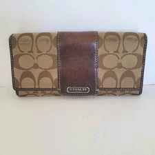 Coach Long Wallet Envelope Brown Tan Designer Large Leather 