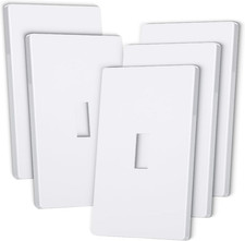 Bates- Screwless Light Switch Cover Plate, Pack of 5, 1-Gang, White, Screwless S