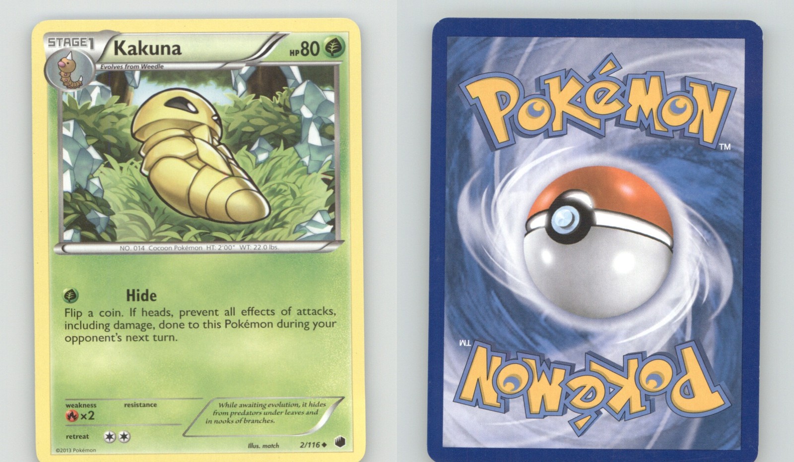 KAKUNA 2/116 UNCOMMON PLASMA FREEZE POKEMON LIGHTLY PLAYED