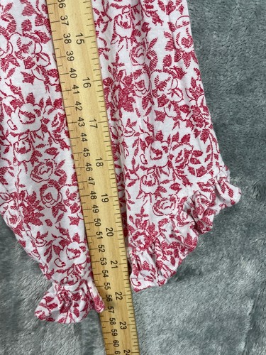 Eileen West Modal Long Sleeve RUFFLED Trim Nightgown Medium M Red Floral Pajamas - Picture 8 of 9