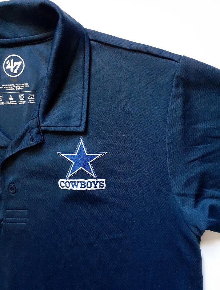 NFL '47 Brand Dallas Cowboys Mens Dri Fit Polo Shirt XXL 2XL Navy Blue Star  NEW