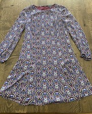 The Limited Printed Long Sleeve Paisley Dress With Ruffled Bottom, Size 8