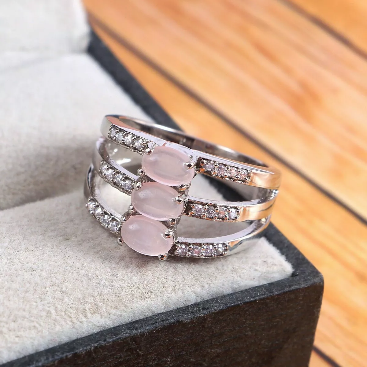 Natural rose quartz ring deals