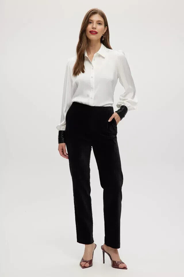 Hilary Radley Women's Mid Rise Velvet Pant, Black, Size M