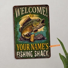 Personalized Fishing Sign Shack Man Cave Lake House Decor Gift Bass 108122002074